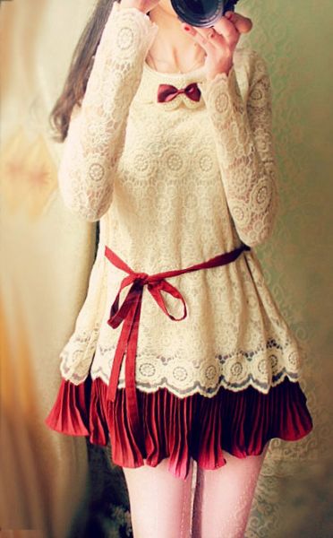 Vestido Lace Splicing Chiffon