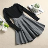 Vestido Splicing and Flounce