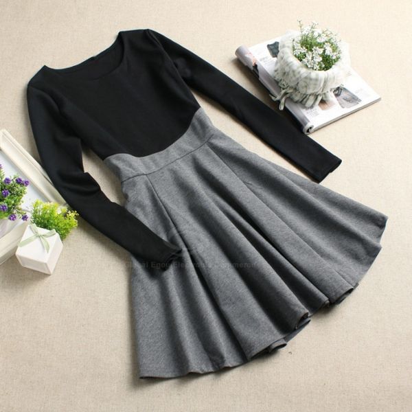 Vestido Splicing and Flounce