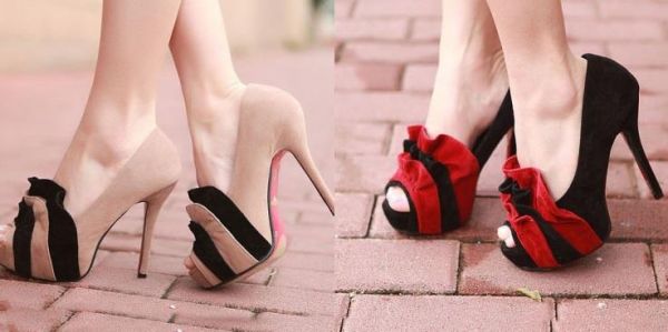 Sapato Peep Toe Ribbon